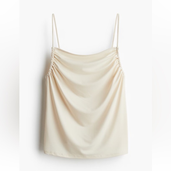 H&M ivory draped spaghetti strap stretchy flowy tank top - Picture 1 of 4